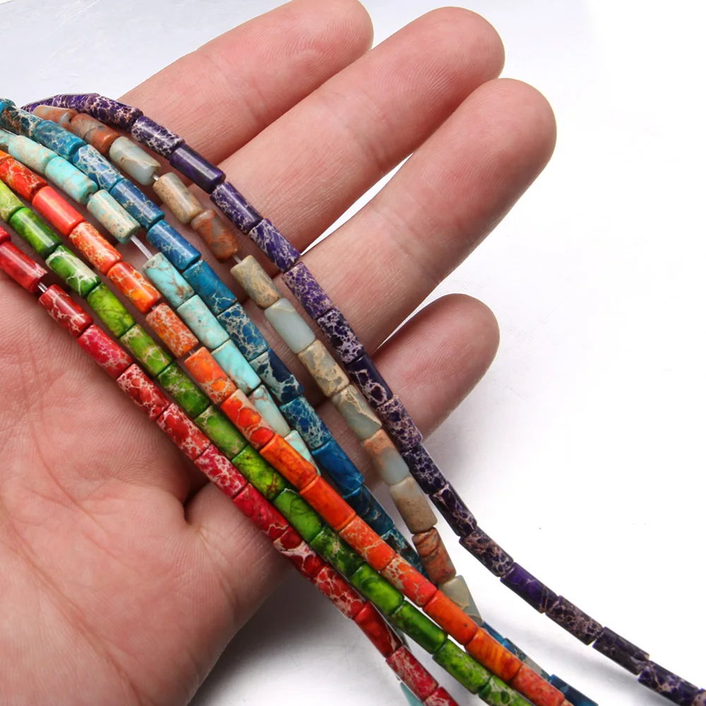 

Cylindrical Natural Stone Beads Emperor Stones Loose Stone Bead for Bracelet Necklace Jewelry Making DIY Size 4x7mm