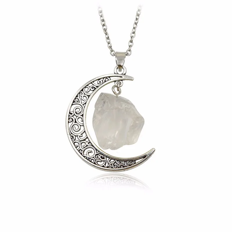 style 4 Новая мода Луна Винтаж нерегулярный натуральный камень кулон ожерелье s ожерелье мульти Spar кварцевые кристаллы ювелирные изделия - Окраска металла: style 4