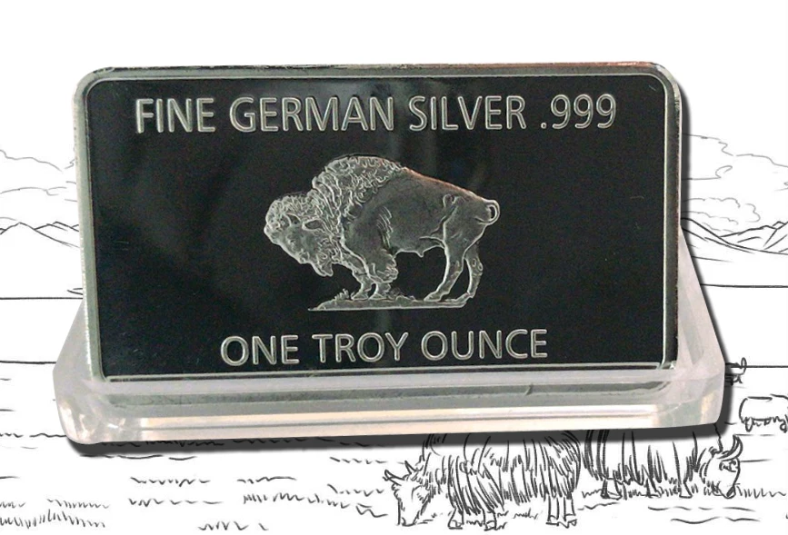 1 шт. немецкая мята Тройная унция буйвол Немецкая Серебряная слитка копия монет