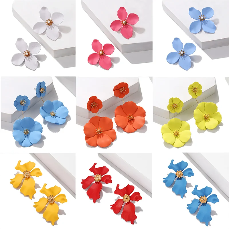 Корейские модные серьги гвоздики в виде цветка для женщин милые перфорированные