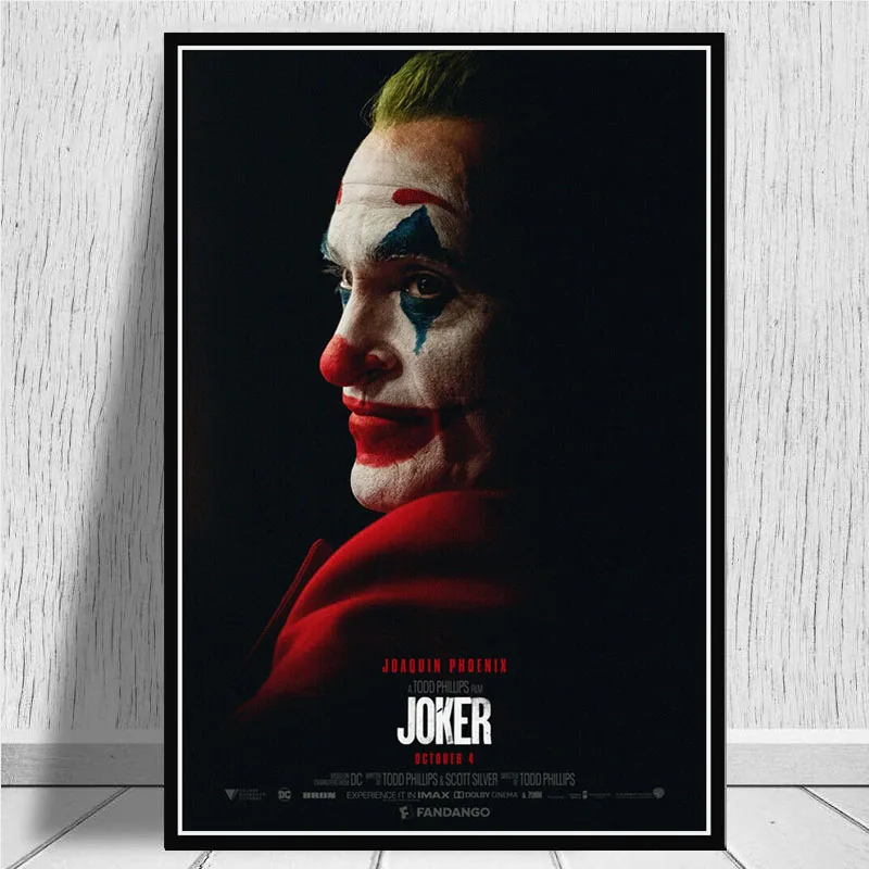 Печать плакатов плакат с джокером Хоакин Феникс фильм DC комическое Искусство Холст Картина маслом настенные картины для гостиной домашний декор - Цвет: Многоцветный