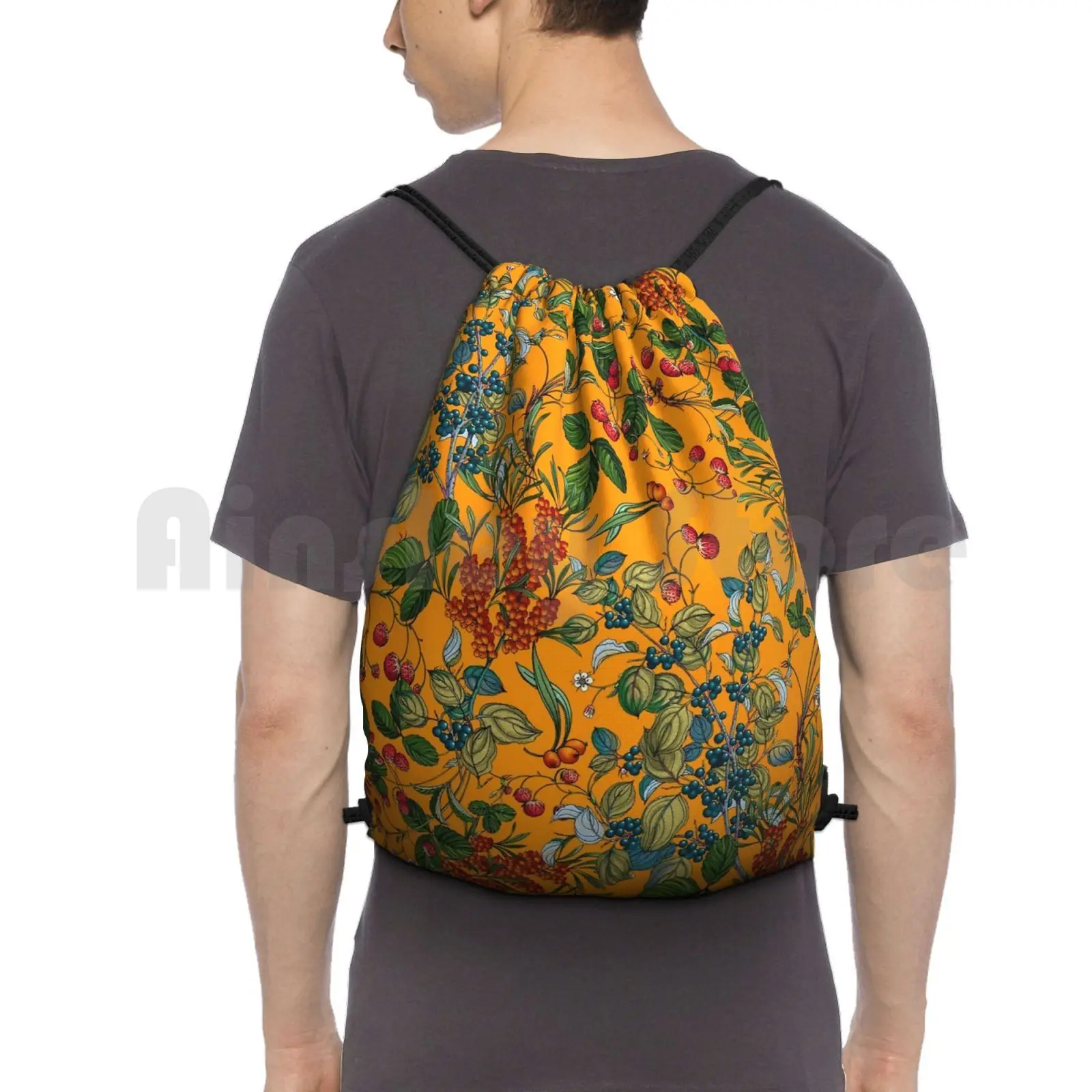 

Винтажный сад Vii рюкзак сумка с Кулиской Сумка для тренажерного зала водонепроницаемые узоры Цветочные растительные тропические цветы джу...