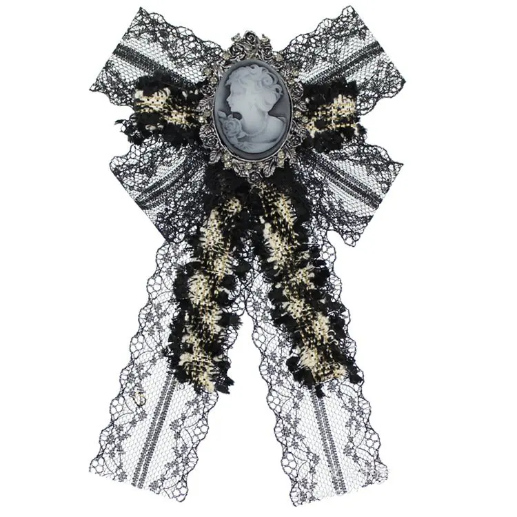 Ретро стиль кружевное с галстуком-бабочкой Дамская мода темперамент портрет