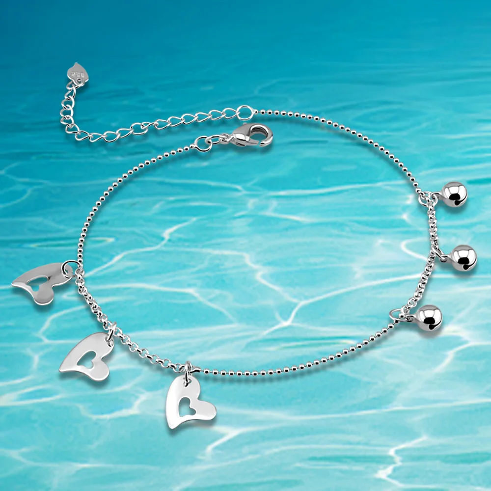 Новый ножной браслет из стерлингового серебра 925 пробы для женщин цепочка сердце