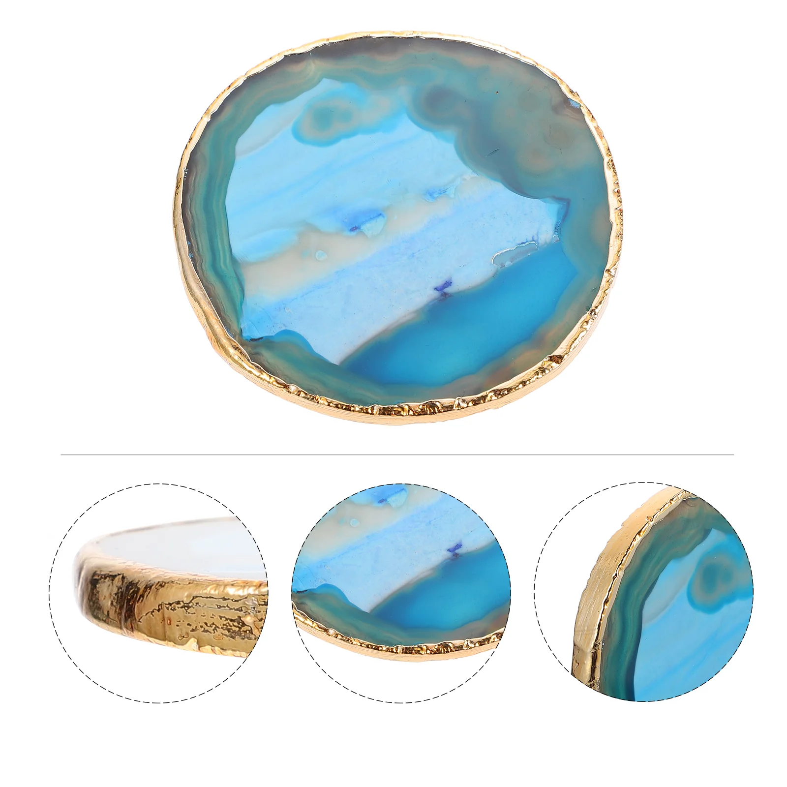 

Natural Agate Slice Coaster Agate Gold-plated Cup Mat Coasters Agate Stone Pad