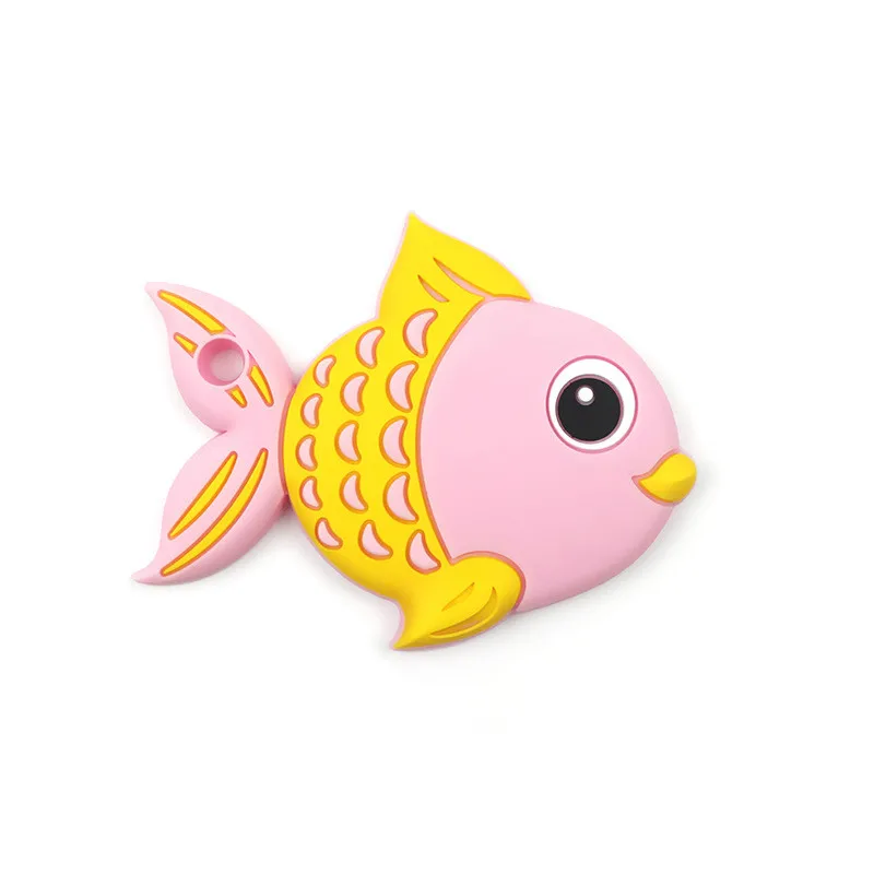 Baby Silicone Fish Teethers Necklace Set BPA Free Toys Cute Animal Baby Teether Silicone Preferential Portfolio - Цвет: Pink