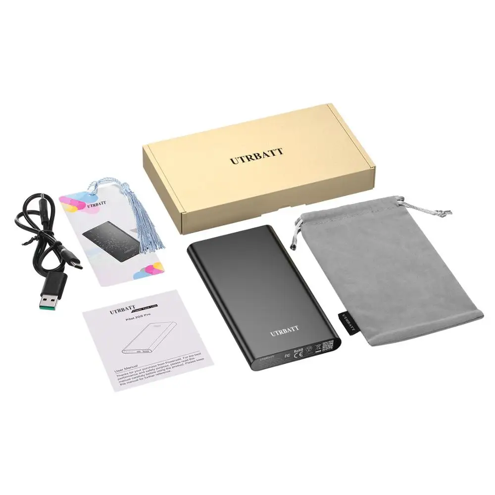 

UTRBATT Pilot 2GS Pro Portable Charger PD 18W Fast Charging 10000mAh Type-C Input & Outpout Power Bank for iphone Smartphone