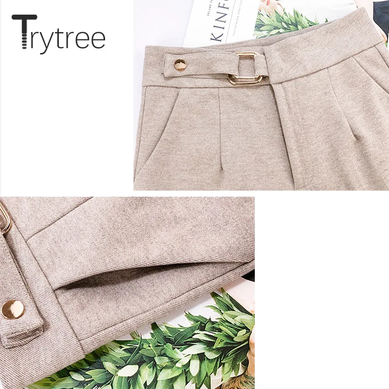 Trytree 2020 осень зима женские повседневные брюки модные однотонные 3 цвета шаровары