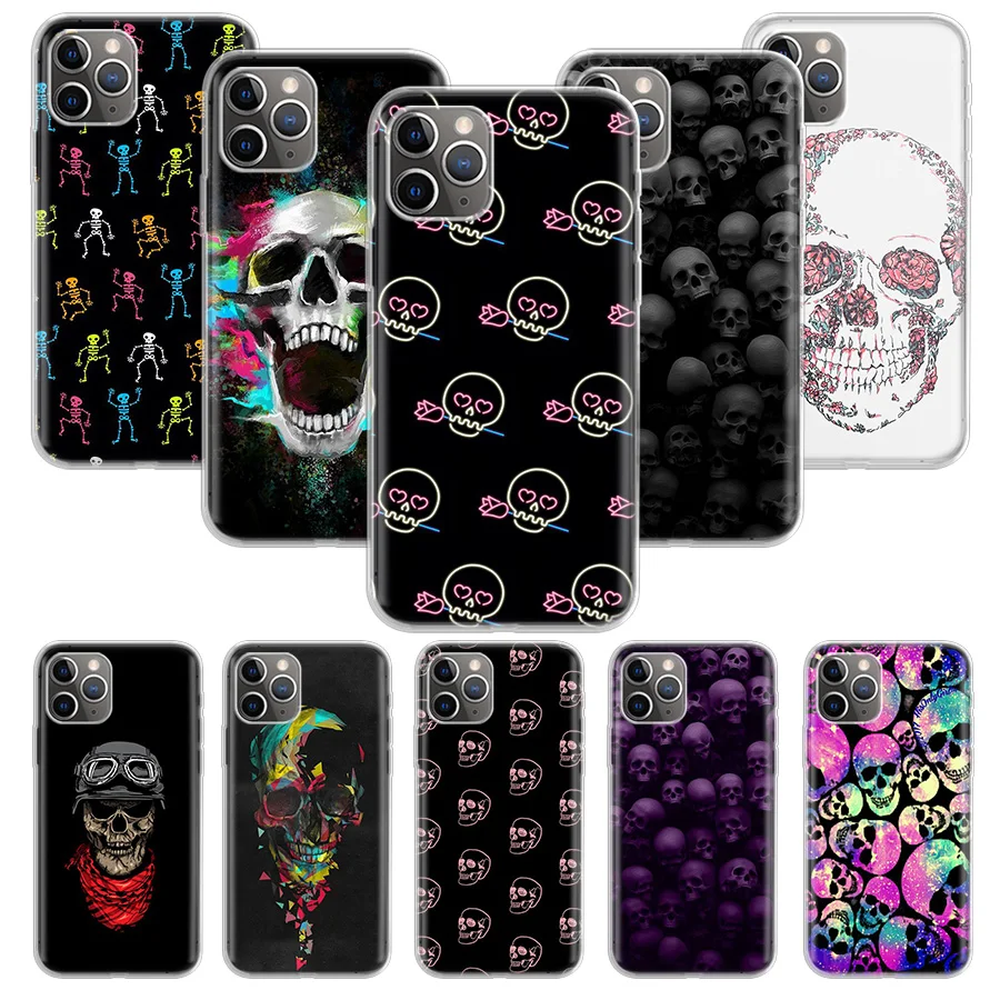 Супер милый Череп Мода для Apple iPhone 7 8 Plus 11 12 Mini Pro 10 X XS XR 6 6S 5 5S SE Max мягкий прозрачный
