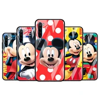 cute mickey disney mouse for xiaomi redmi k40 k30 k20 pro plus 9c 9a 9 8a 7 luxury shell tempered glass phone case cover