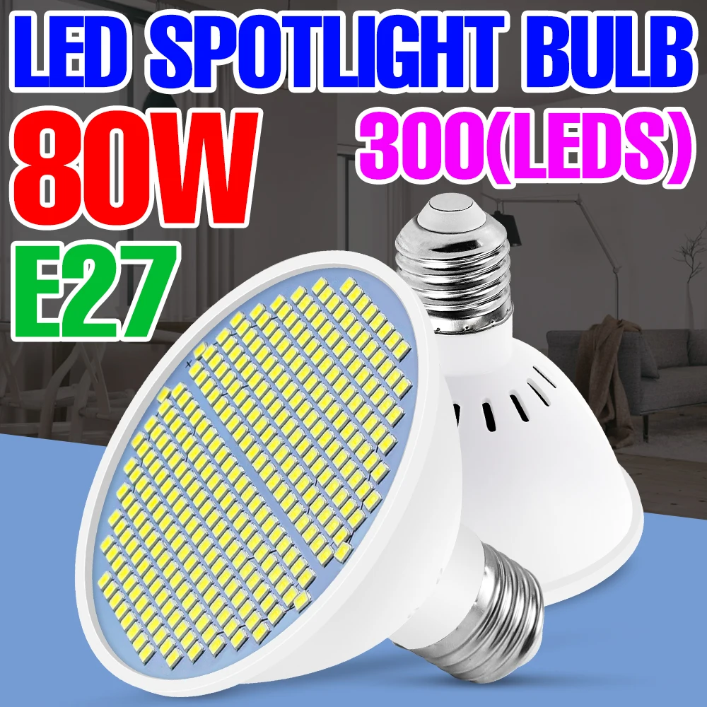 

LED Spot Light 220V Corn Bulb 30W 50W 80W Lamp E27 LED Spotlight 110V Bombilla Indoor Lighting Save Energy LED Lampara 2835 SMD