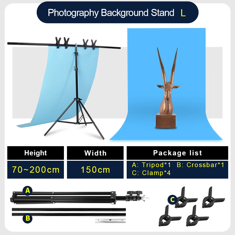Светло-голубой Профессиональная фотография фото Фон Стенд T-shape фоновая рамка поддержка системы подставки с зажимами для видео студии - Цвет: Светло-голубой