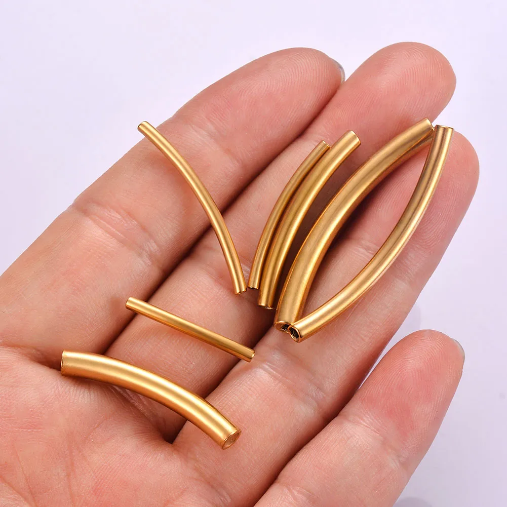 Длинная изогнутая трубка для лапши из нержавеющей стали гладкая Золотая