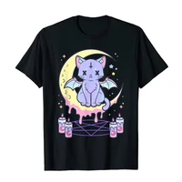 kawaii pastel goth cute creepy black cat t shirt summer womens creative pattern personalized street cotton short sleeve t shirt