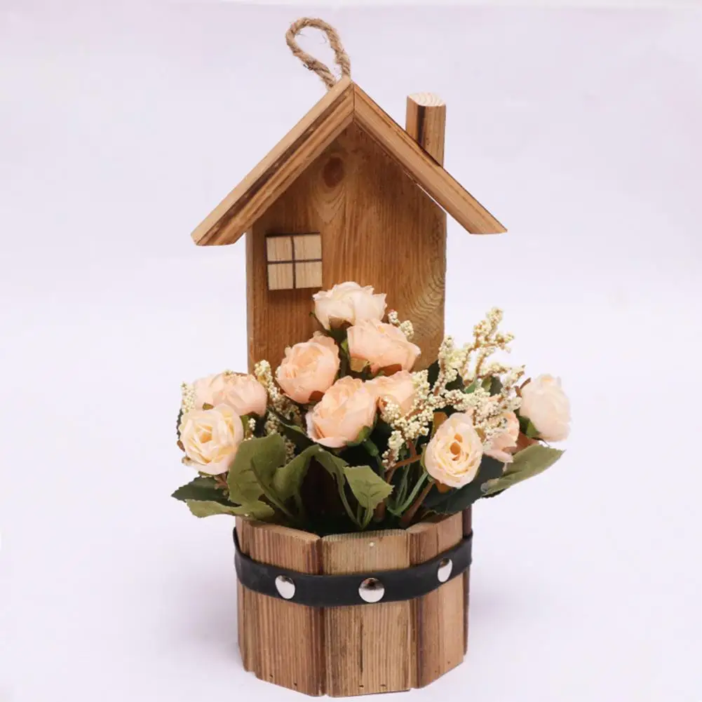 55% Прямая поставка! Деревянный дом имитация розы бонсай изысканный настенный