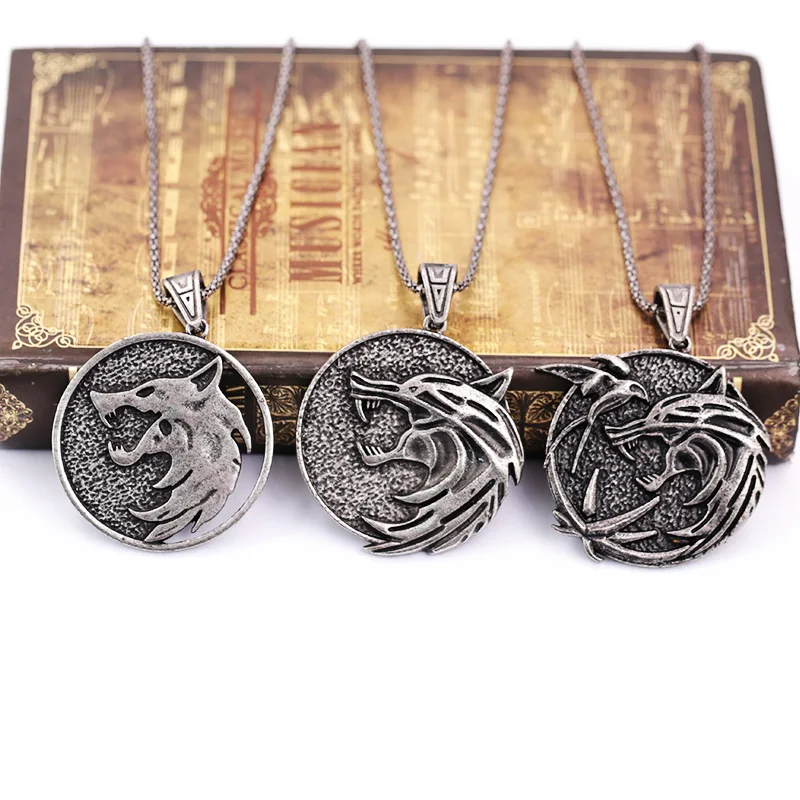 Ожерелье с волчьей головой для мужчин длинная металлическая цепь в стиле ретро панк кулон Бижутерия