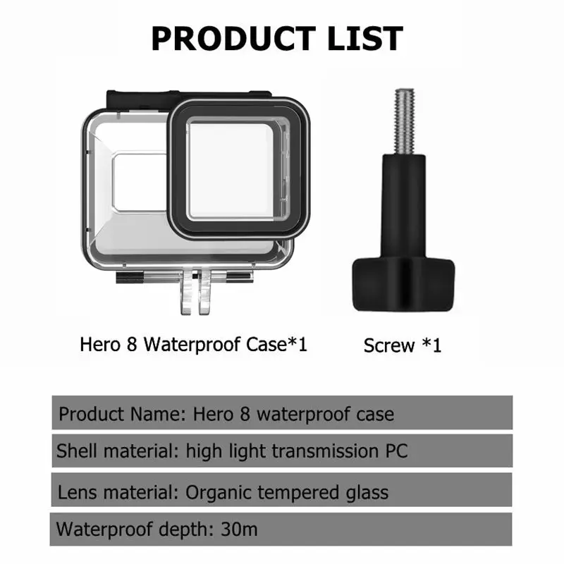 Hero 8 Sport Action Dive Case Waterproof Housings For GoPro Black Underwater Protective Shell Box Go Pro Accessories | Электроника