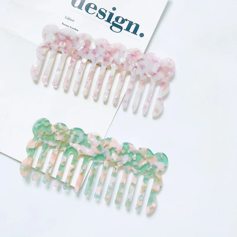 

Home Essential Hair Comb Fashion Creative Acetate Sheet Comb Exquisite Marble Pattern Wave Leopard Pattern Hairdressing Comb
