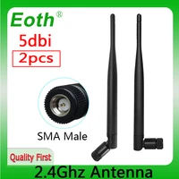 eoth 2pcs 2 4g antenna 5dbi sma male wlan wifi 2 4ghz antene pbx iot module router tp link signal receiver antena high gain