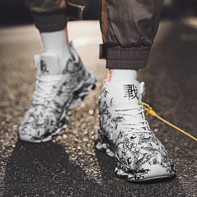 Bjakin/мужские уличные беговые кроссовки в стиле хип-хоп с граффити не сужающиеся