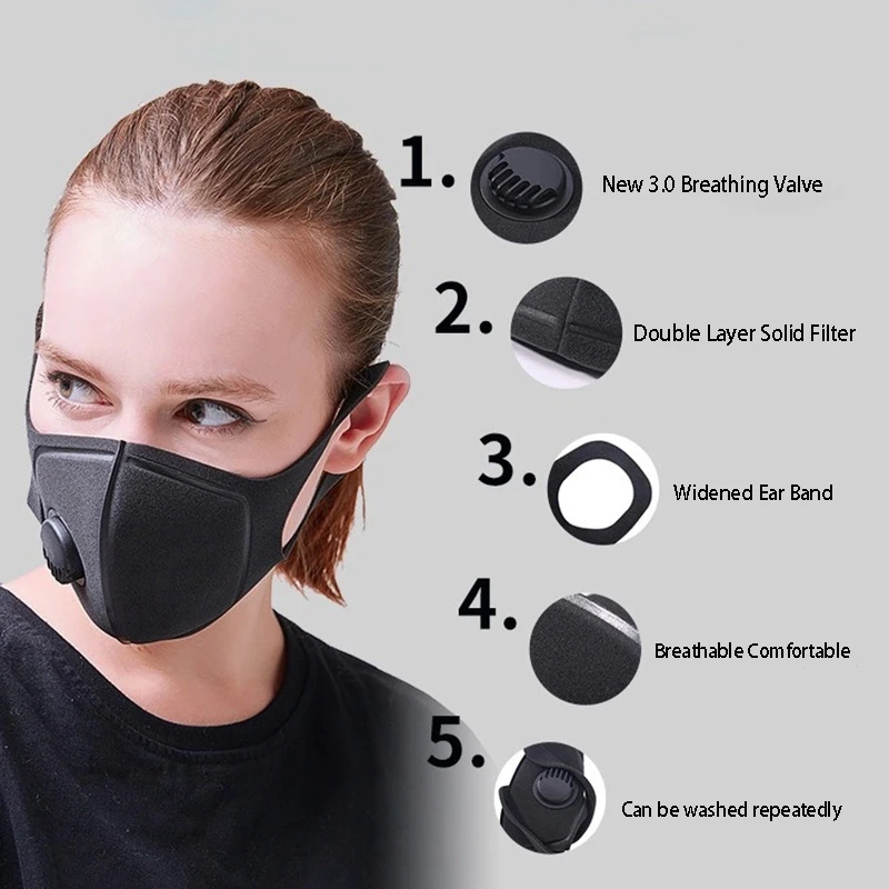 Face Mask Dust Anti Pollution Masks PM2.5 Activated Carbon Filter Insert Can Be Washed Reusable Mouth warm | Дом и сад