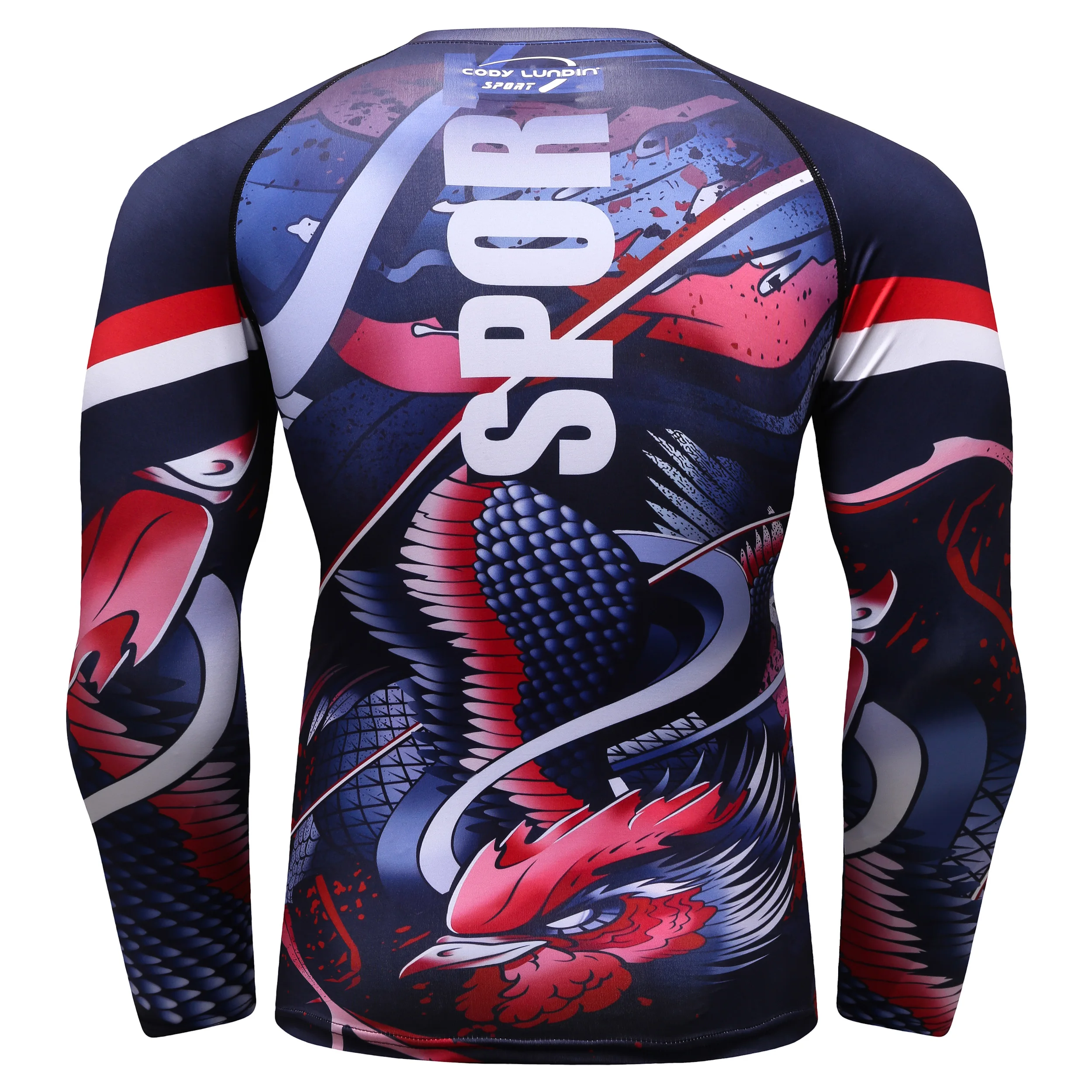 Костюм спортивный мужской компрессионный из 2 предметов свитшот с 3D принтом и