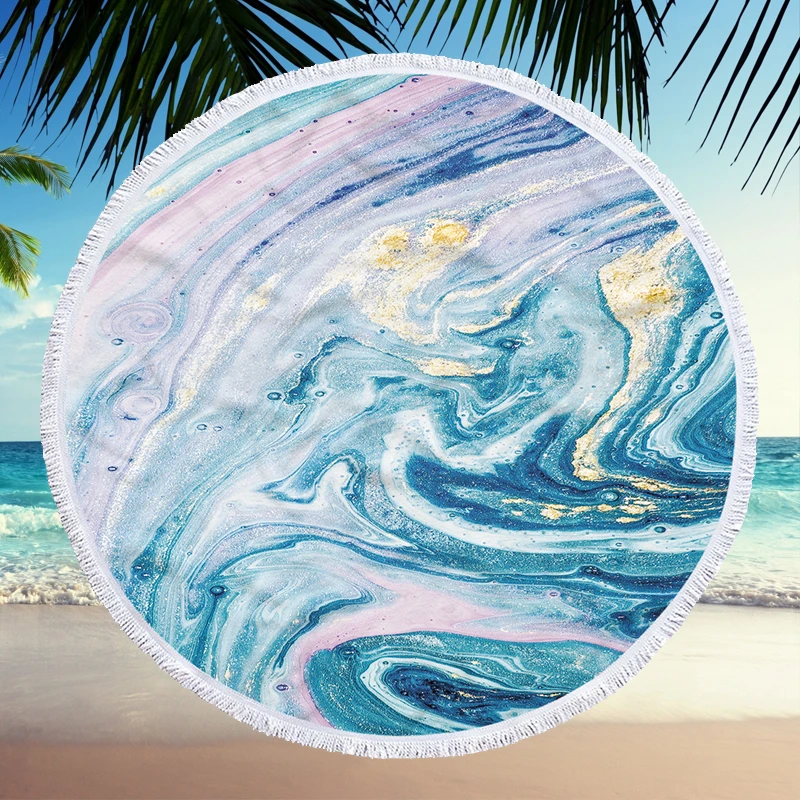 Модный новый стиль круглое пляжное полотенце 150 см большой мраморный узор