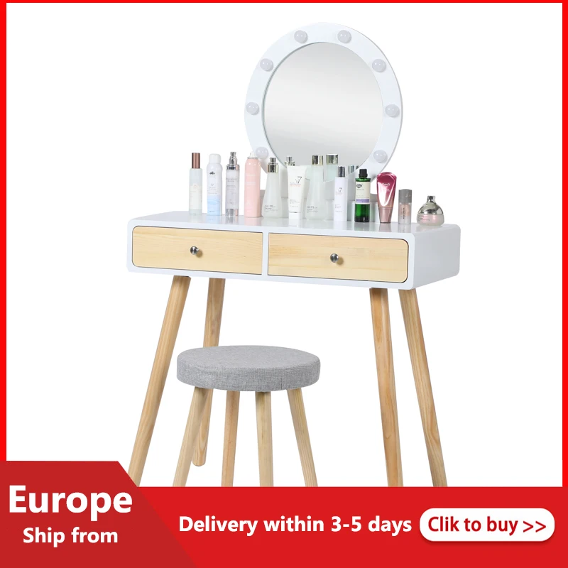 

Nordic Dresser For Bedroom 80cm Dressing Table Small Apartment Modern Minimalist Single Mini Dressing Table With LightMirror HWC