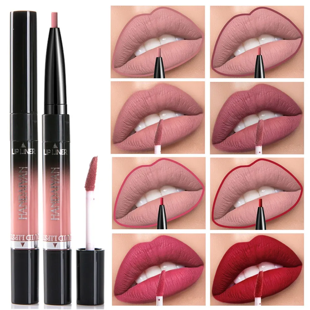 

Двухсторонняя жидкая помада, водостойкая матовая нюдовая помада, стойкая Женская Сексуальная губная помада для макияжа, Красная губная пом...