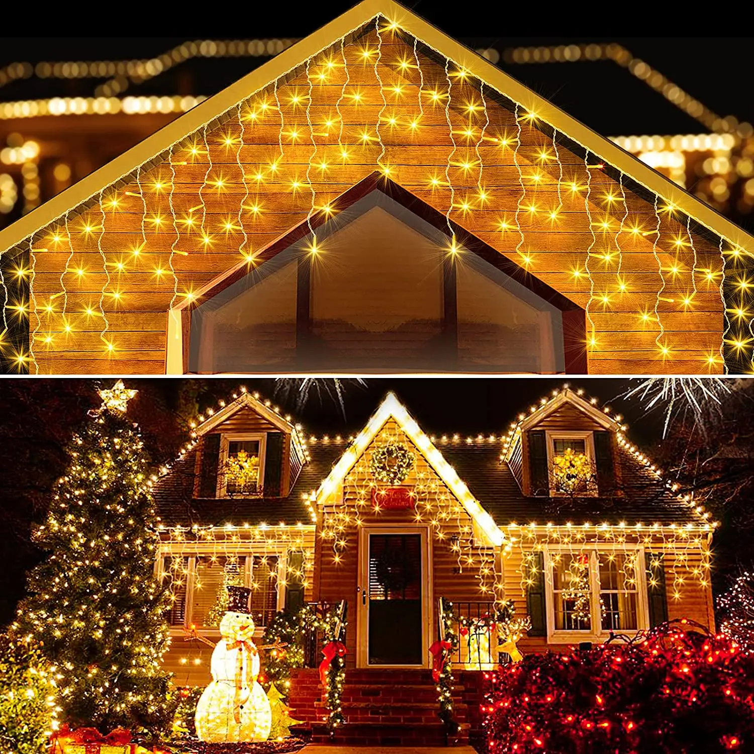 

Xmas Christmas Decorations For Home New Year Decoration House Festoon Led Icicle Curtain Light Plug-Operated Droop 0.5/0.6/0.7