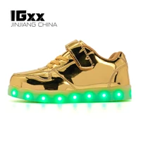 igxx led light up shoes led for kids hookloop usb charging glowing led girls shoes child luminous sneaker pu toddler gold