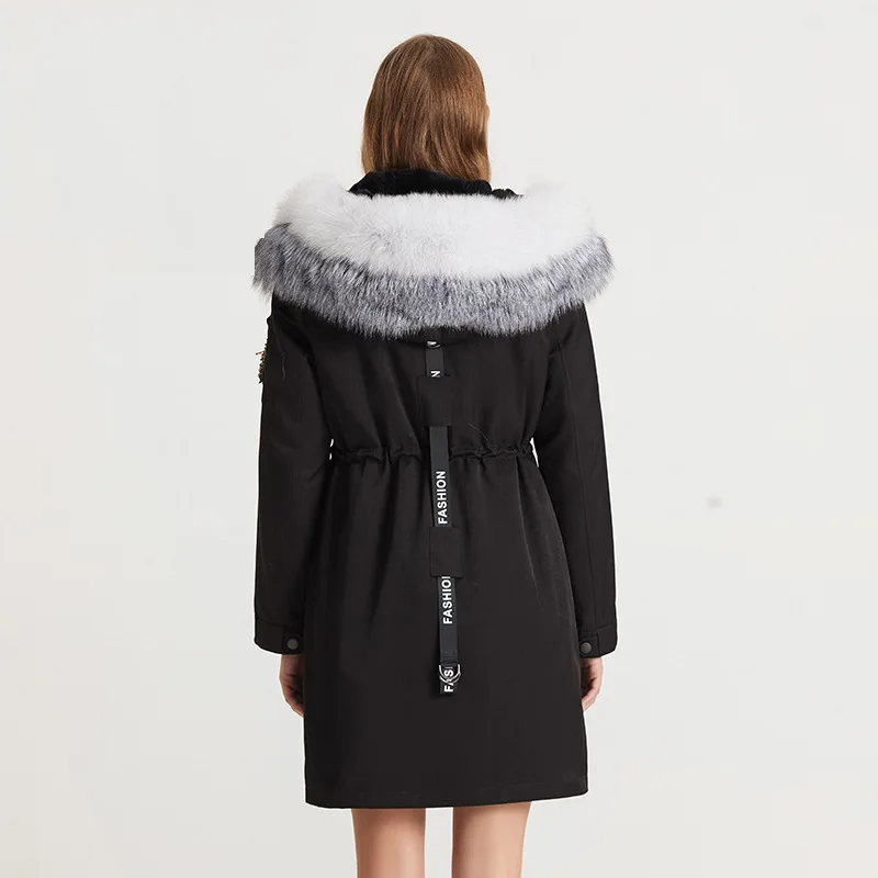 

Real 2021 Winter Parka Women With Raccoon Dog Collar Hood Thick Warm Rex Rabbit Fur Liner Coat Big Size Female Outwear