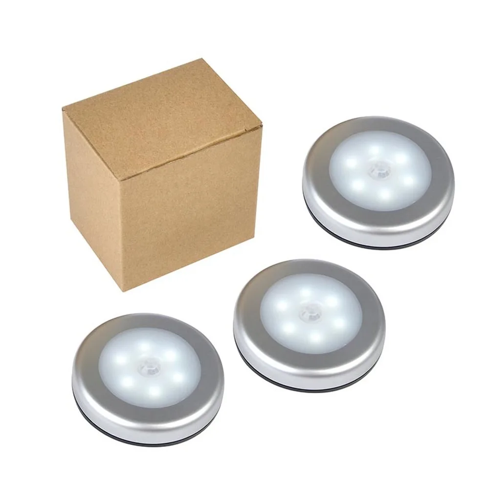 

New Motion Sensor Night Lights Battery Powered 6LED PIR Induction Detector Wall Lamp for Bedroom Hallway Stairs Cabinet Lighting
