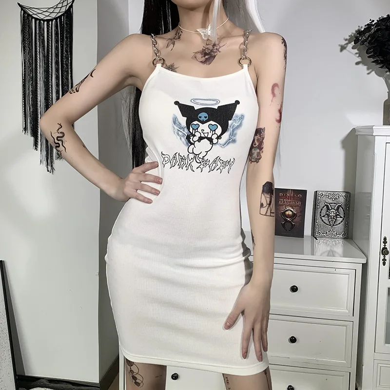

Gothic Harajuku Sexy Summer Women Dress Streetwear Backless Sleeveless Elegant Dress Aesthetic Party High Waist Dresses