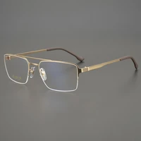 pure titanium glasses frame men prescription lenses eyeglasses silver super light spectacles optical half frame high quality