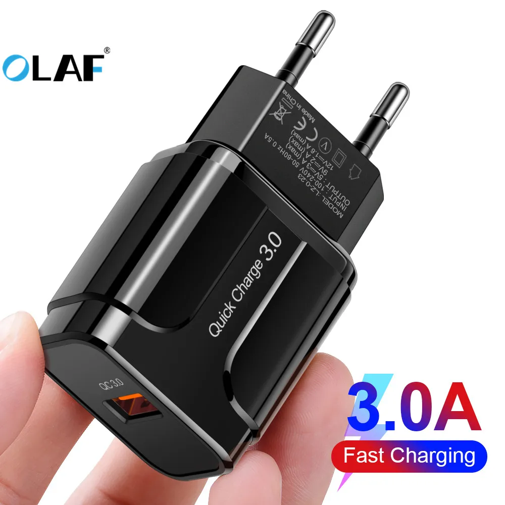 Olaf EU US QC 3 0 USB зарядное устройство 3A для Xiaomi Мобильный телефон Samsung 4 Быстрая
