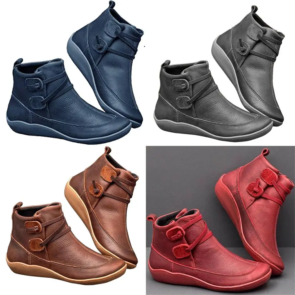 Ботильоны женские зимние ботинки из искусственной кожи с перекрестными