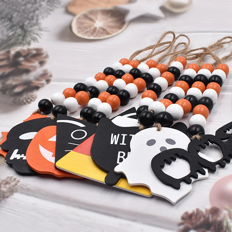 

10 Pieces of Halloween Decoration Pendant Creative Home Decoration Color Wooden Bead String
