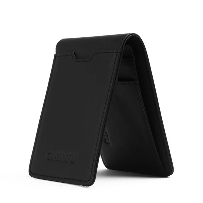 GUBINTU RFID Блокировка тонкий двойной зажим для денег кошелек Винтаж тонкая защита для карт держатель для денег Карманный Кошелек для мужчин