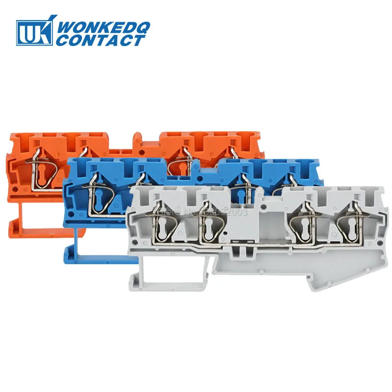 

10Pcs ST4-QU Wire Electrical Connector Spring-cage Connection 4-Conductors ST 4 QUATTRO Plug ST 4-QU Din Rail Terminal Block