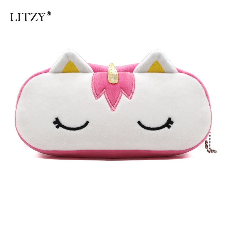 Милый плюшевый чехол для карандашей единорог сумка мальчиков и девочек милый на