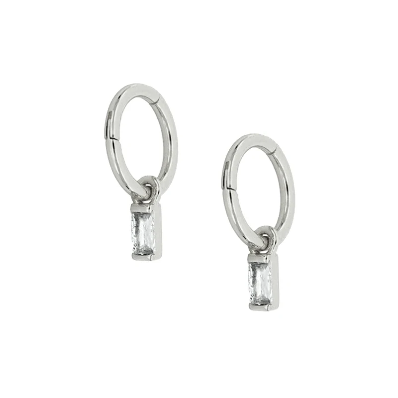 

925 Silver Ear Buckle Round Hoop Earring for Women Crystal CZ Zircon Minimalist Small Dangle Piercing Pendiente Ohrringe Jewelry