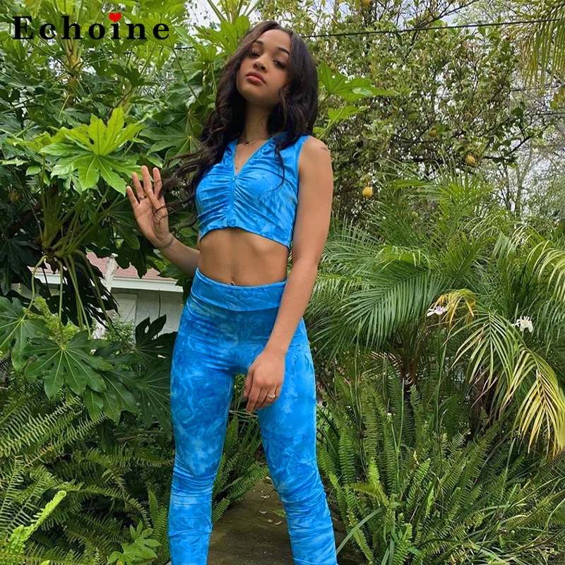 Женский спортивный костюм с принтом эластичный укороченный топ круглым вырезом