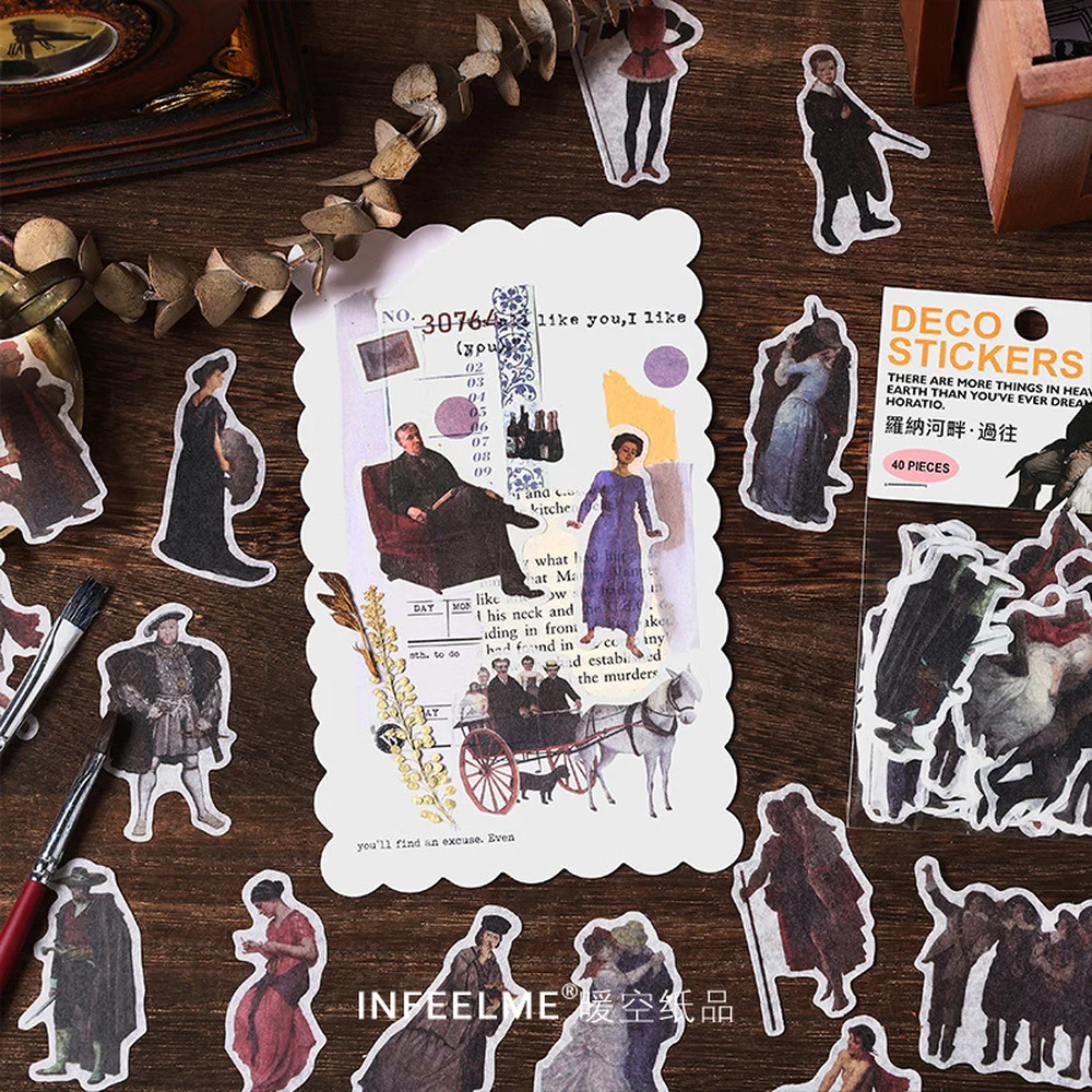 

40pcs on the Rhone River series Creative decoration DIY adhesive stationery paper masking washi sticker