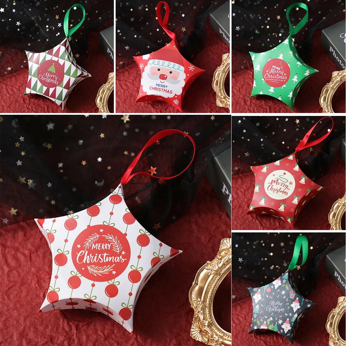 

7.5*7.5cm Candy Boxes Package Xmas Christmas Tree Decoration Paper Gift