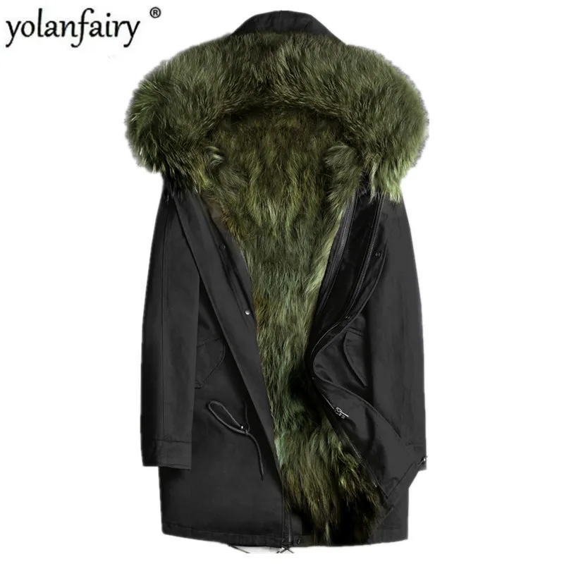Пальто с натуральным мехом зимняя куртка для мужчин парка из натурального меха