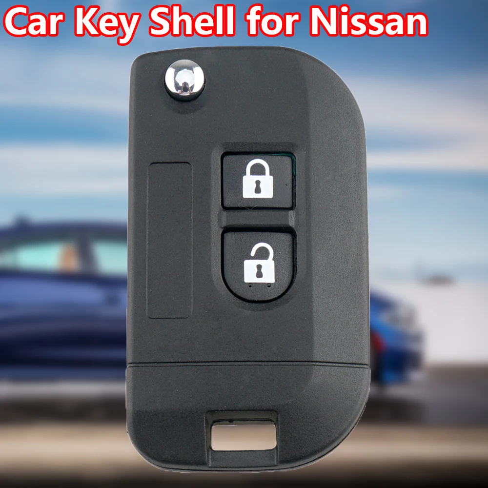

Чехол для автомобильного ключа с 2 кнопками, чехол-брелок, складной чехол для ключа с дистанционным управлением для Nissan Qashqai Primera Micra Navara Almera ...