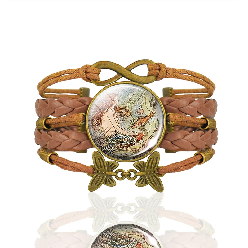 Fashion Accessories Frog Fairy Tale Jewelry Glass Dome Lost Princess of Oz Vintage Brown Leather Bracelet Gift | Украшения и