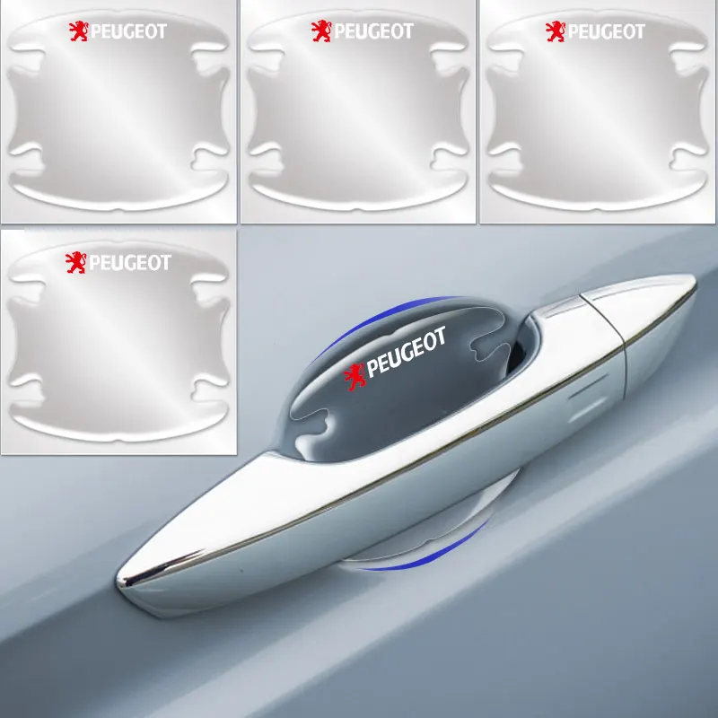 4 шт. Автомобильная прозрачная защитная пленка наклейка на дверную ручку для Peugeot