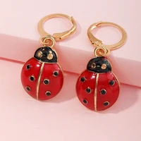 uilz simple vintage spotted heart shaped ladybug dangle earrings for women sweet christmas new year jewelry enamel earrings